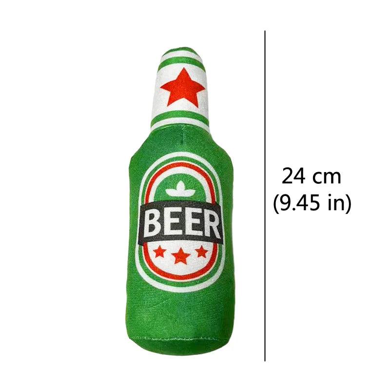 Brinquedos de pelúcia engraçados para cães em forma de garrafa de cerveja Cães pequenos e grandes